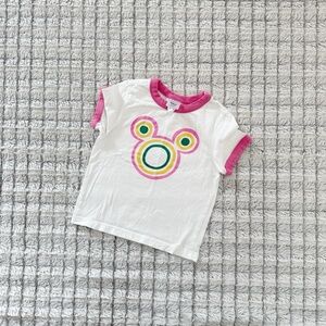 Disney White Tee with Pink Mickey Ear Design